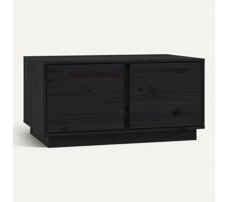 Table Basse Noir 80x50x40 Cm Bois Massif De Pin