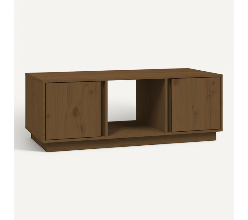 Table Basse Marron Miel 110x50x40 Cm Bois Massif De Pin