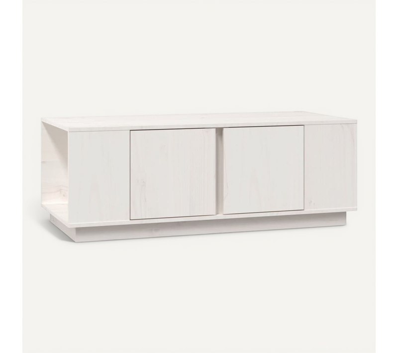 Table Basse Blanc 110x50x40 Cm Bois Massif De Pin