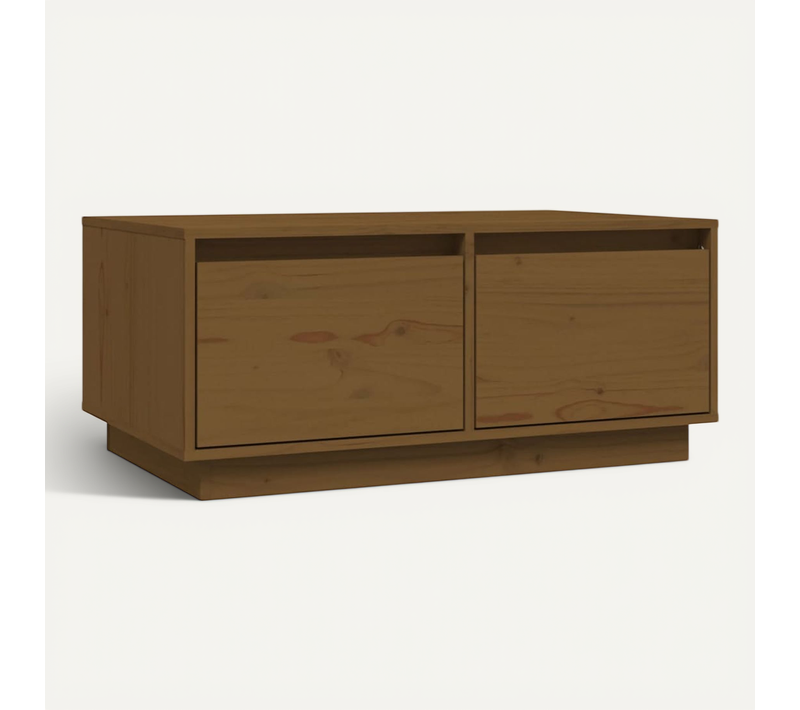 Table Basse Marron Miel 80x50x35 Cm Bois Massif De Pin