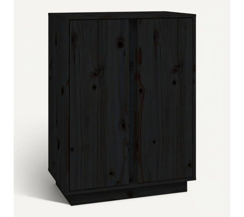 Buffet Noir 60x35x80 Cm Bois Massif De Pin