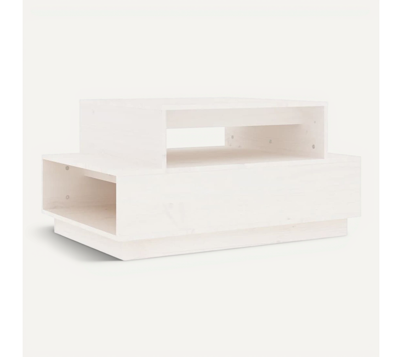 Table Basse Blanc 80x55x40,5 Cm Bois Massif De Pin