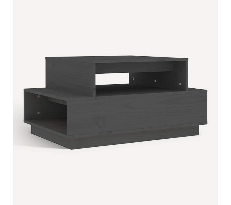 Table Basse Gris 80x55x40,5 Cm Bois Massif De Pin