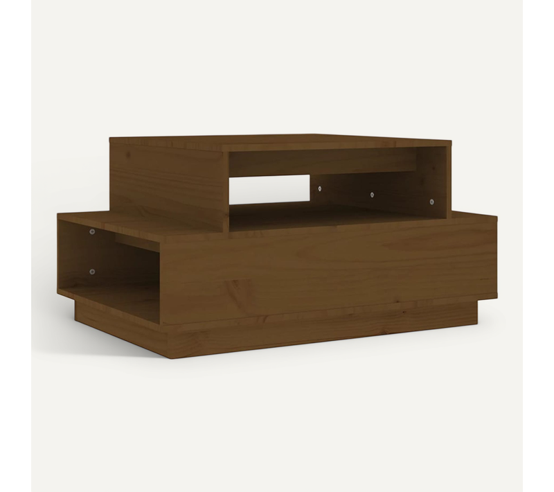 Table Basse Marron Miel 80x55x40,5 Cm Bois Massif De Pin