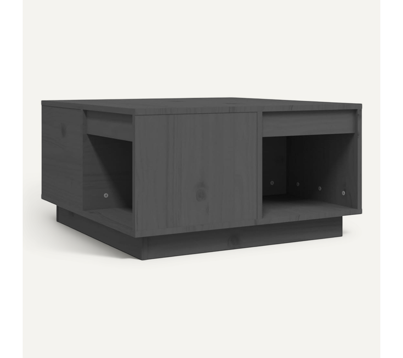 Table Basse Gris 60x61x32,5 Cm Bois Massif De Pin
