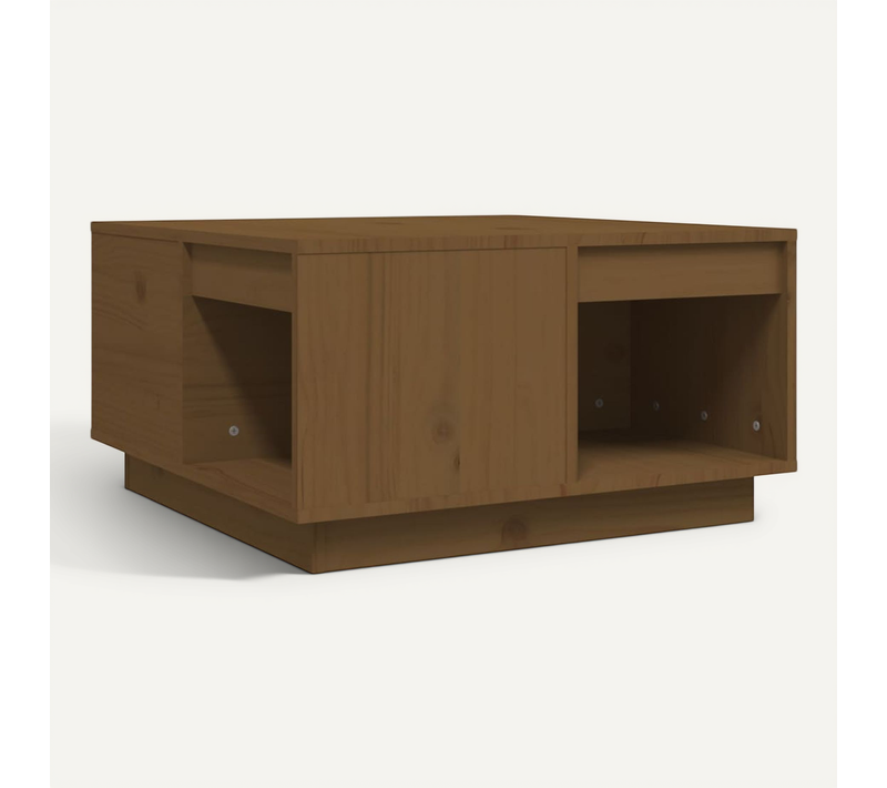 Table Basse Marron Miel 60x61x32,5 Cm Bois Massif De Pin
