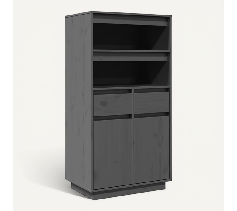 Buffet Haut Gris 60x40x116,5 Cm Bois Massif De Pin