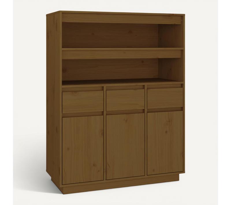 Buffet Haut Marron Miel 89x40x116,5 Cm Bois Massif De Pin