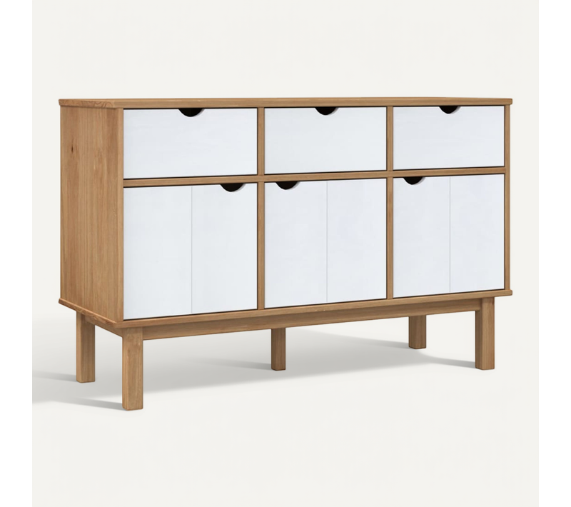 Buffet Otta Marron Et Blanc 114x43x73,5 Cm Bois Massif Pin