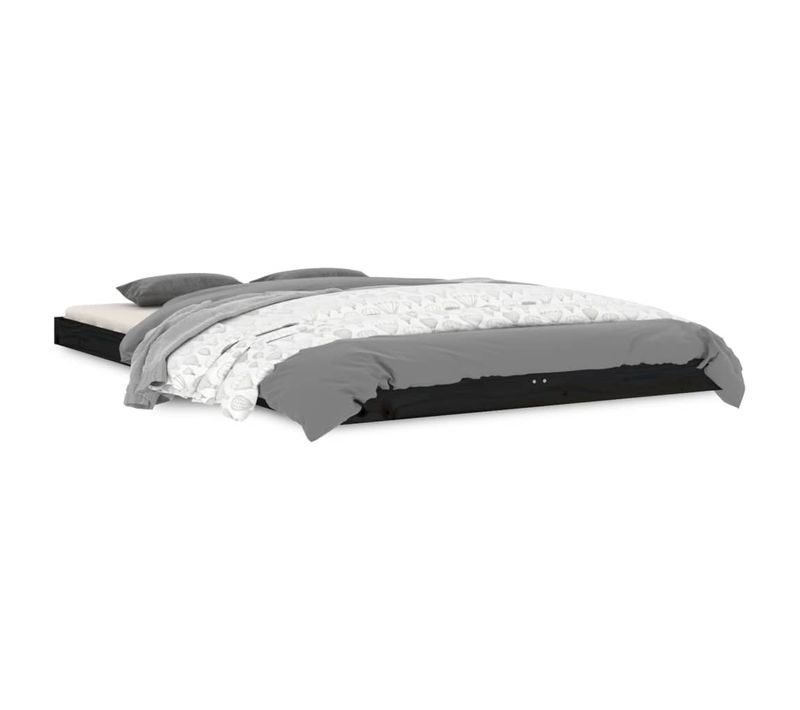 Cadre De Lit Sans Matelas Noir 120x190 Cm Bois De Pin Massif