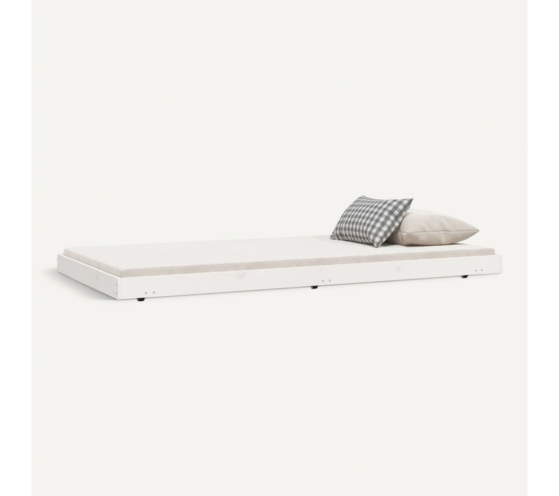 Cadre De Lit Sans Matelas Blanc 90x200 Cm Bois De Pin Massif