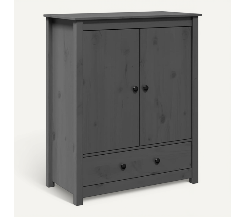 Buffet Gris 83x41,5x100 Cm Bois Massif De Pin