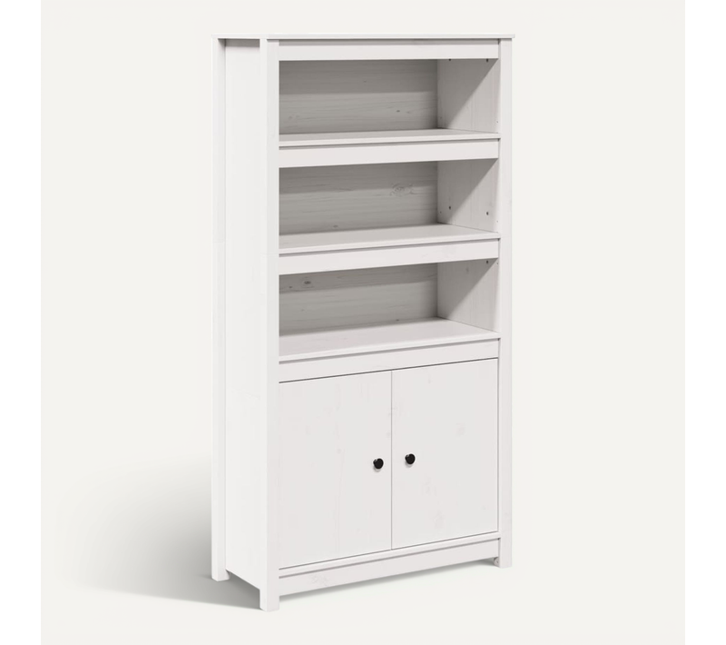 Buffet Haut Blanc 80x35x154 Cm Bois Massif De Pin