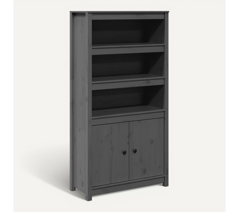 Buffet Haut Gris 80x35x154 Cm Bois Massif De Pin