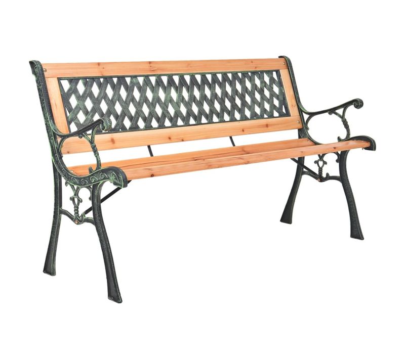 Banc De Jardin 116 Cm Fonte Et Bois Massif De Sapin