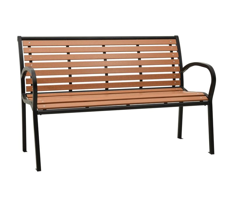 Banc De Jardin Noir Et Marron 116 Cm Acier Et Wpc