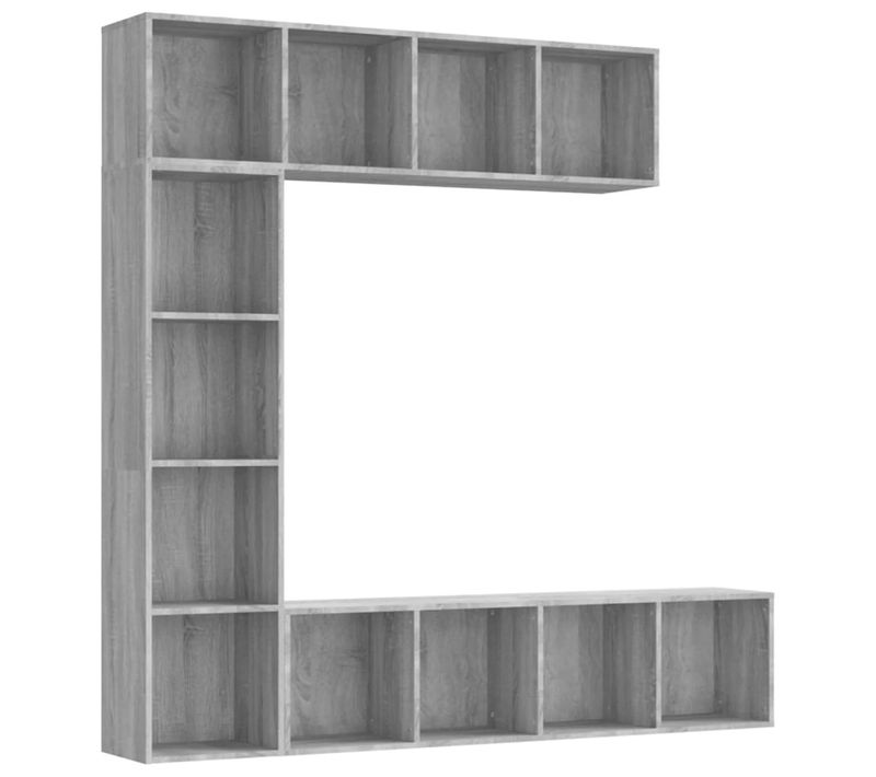 Ensemble Bibliothèque/meuble TV 3 Pièces Sonoma Gris 180x30x180 Cm