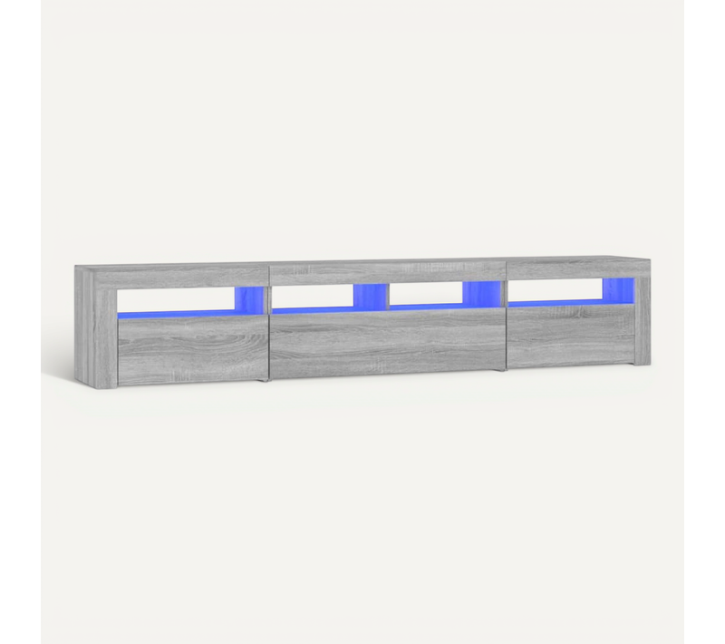 Meuble TV Avec Lumières LED Sonoma Gris 210x35x40 Cm
