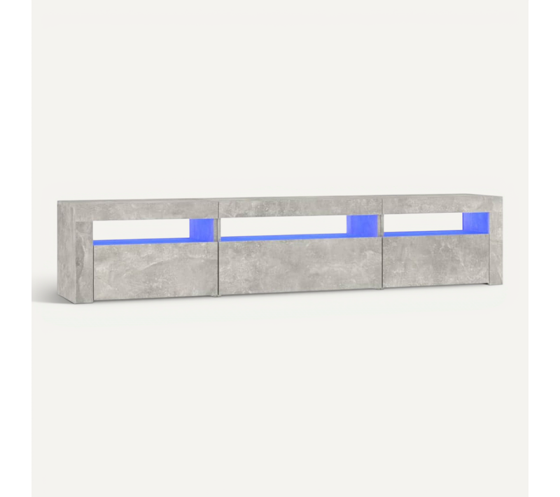 Meuble TV Avec Lumières LED Gris Béton 195x35x40 Cm