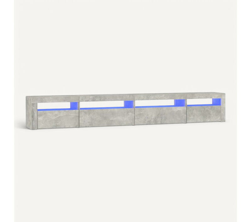 Meuble TV Avec Lumières LED Gris Béton 270x35x40 Cm