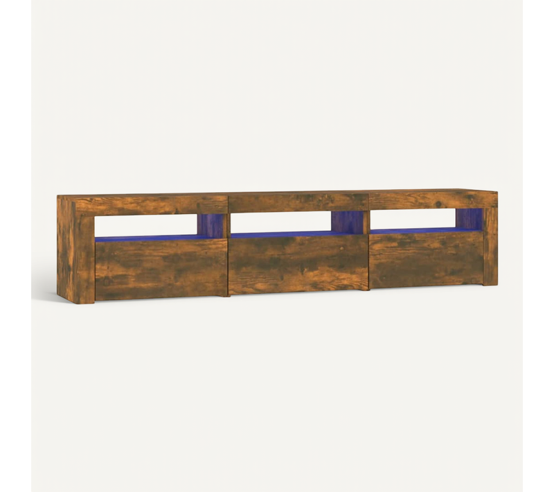 Meuble TV Avec Lumières LED Chêne Fumé 180x35x40 Cm