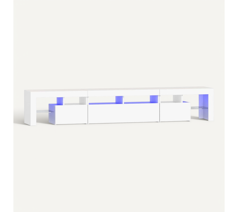 Meuble TV Avec Lumières LED Blanc 230x36,5x40 Cm