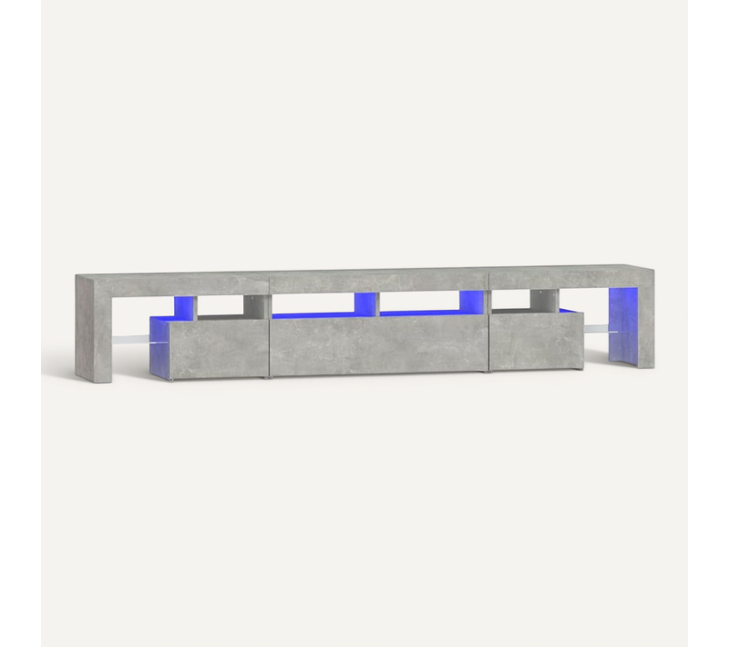 Meuble TV Avec Lumières LED Gris Béton 230x36,5x40 Cm