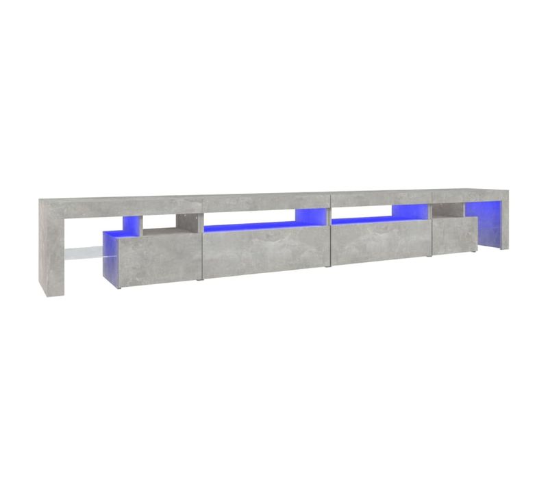 Meuble TV Avec Lumières LED Gris Béton 290x36,5x40 Cm