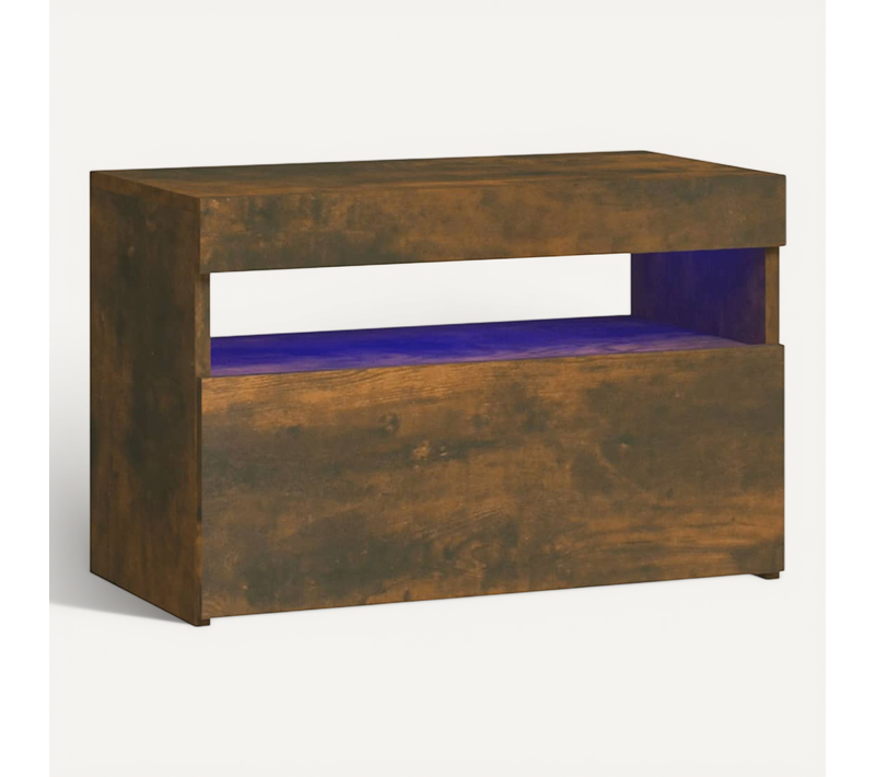 Table De Chevet Avec Lumières LED Chêne Fumé 60x35x40 Cm