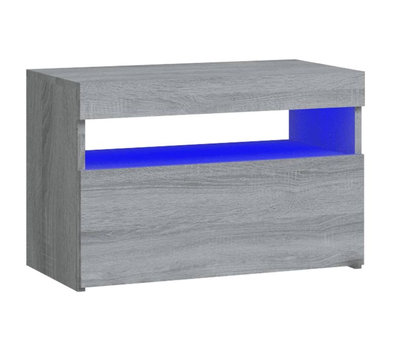Table De Chevet Avec Lumières LED Sonoma Gris 60x35x40 Cm
