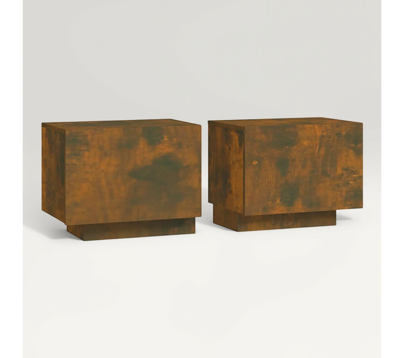 Table De Chevet Chêne Fumé 100x35x40 Cm Bois Contreplaqué