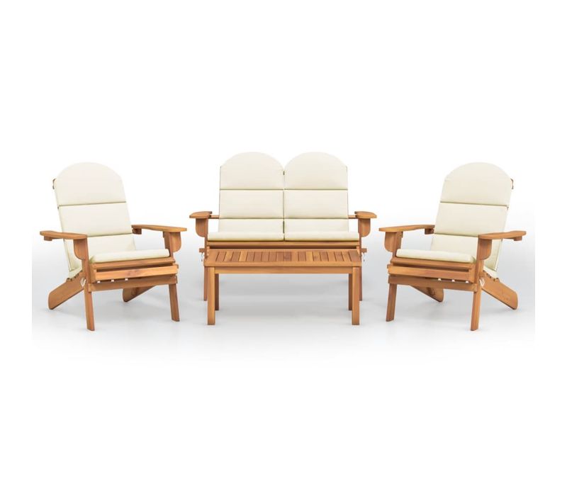 Ensemble De Salon De Jardin Adirondack 4 Pièces Bois Acacia Solide
