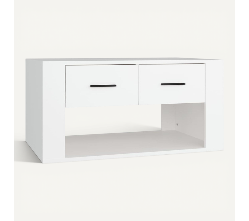 Table Basse Blanc 80x50x40 Cm Bois Contreplaqué