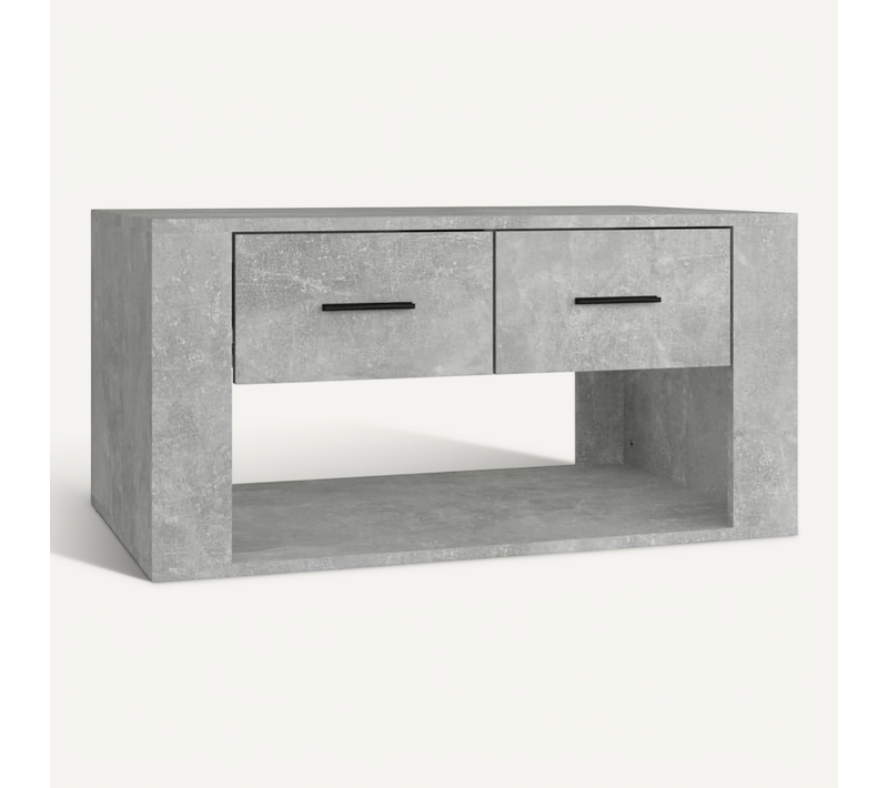 Table Basse Gris Béton 80x50x40 Cm Bois Contreplaqué