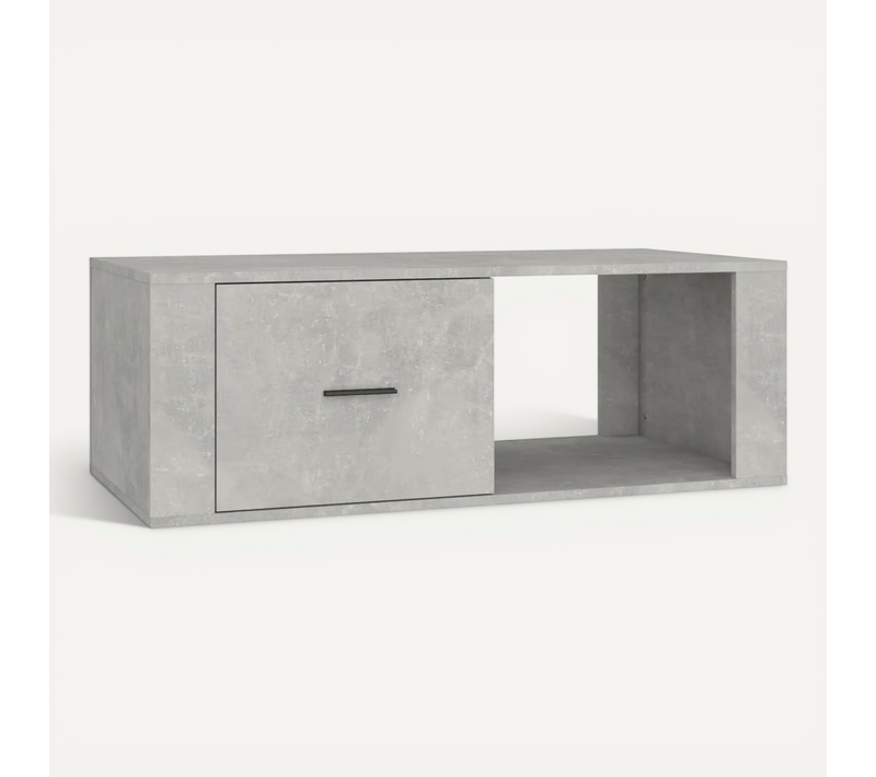 Table Basse Gris Béton 100x50,5x35 Cm Bois Contreplaqué