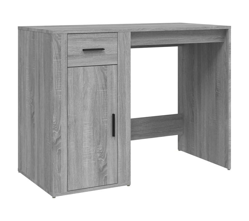 Bureau Avec Tiroir Et Armoire Gris Sonoma 100x49x75 Cm Bois Contreplaqué Rangement De Bureau