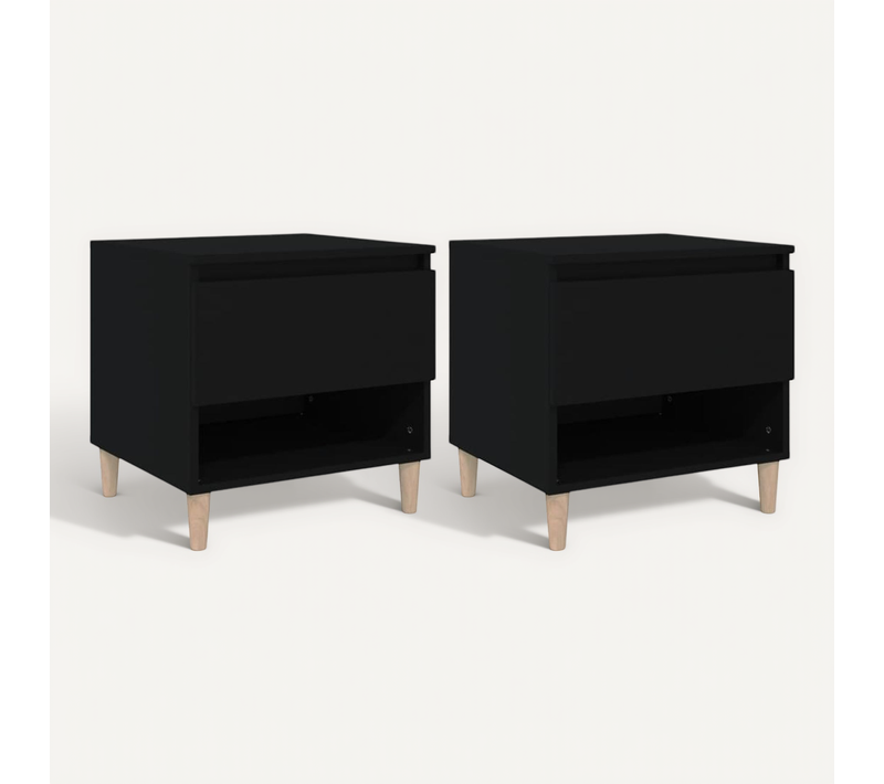 Tables De Chevet 2 Pièces Noir 50x46x50 Cm Bois D’ingénierie