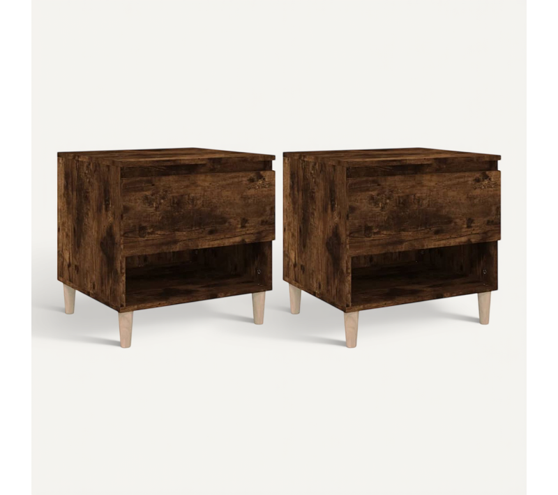 Tables De Chevet 2 Pièces Chêne Fumé 50x46x50 Cm Bois D’ingénierie