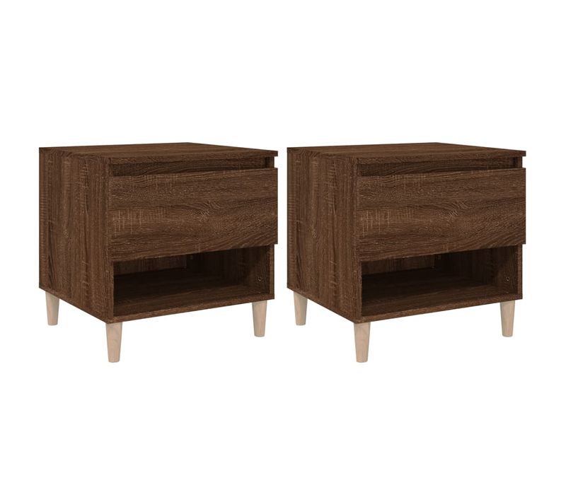 Tables De Chevet 2 Pièces Chêne Brun 50x46x50 Cm Bois D’ingénierie