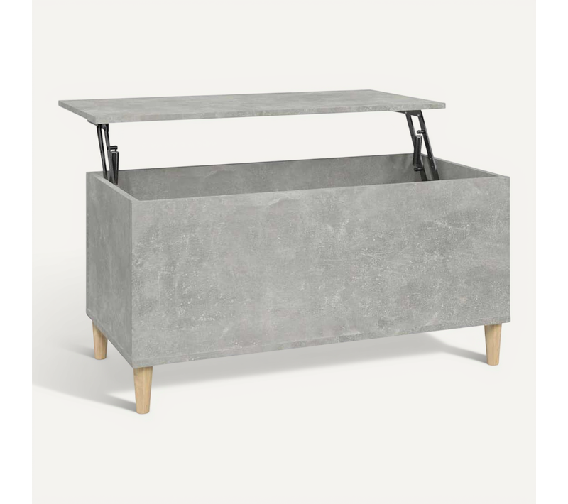 Table Basse Gris Béton 90x44,5x45 Cm Bois Contreplaqué