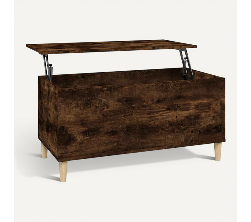 Table Basse Chêne Fumé 90x44,5x45 Cm Bois Contreplaqué