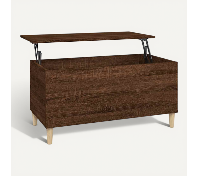 Table Basse Chêne Marron 90x44,5x45 Cm Bois Contreplaqué
