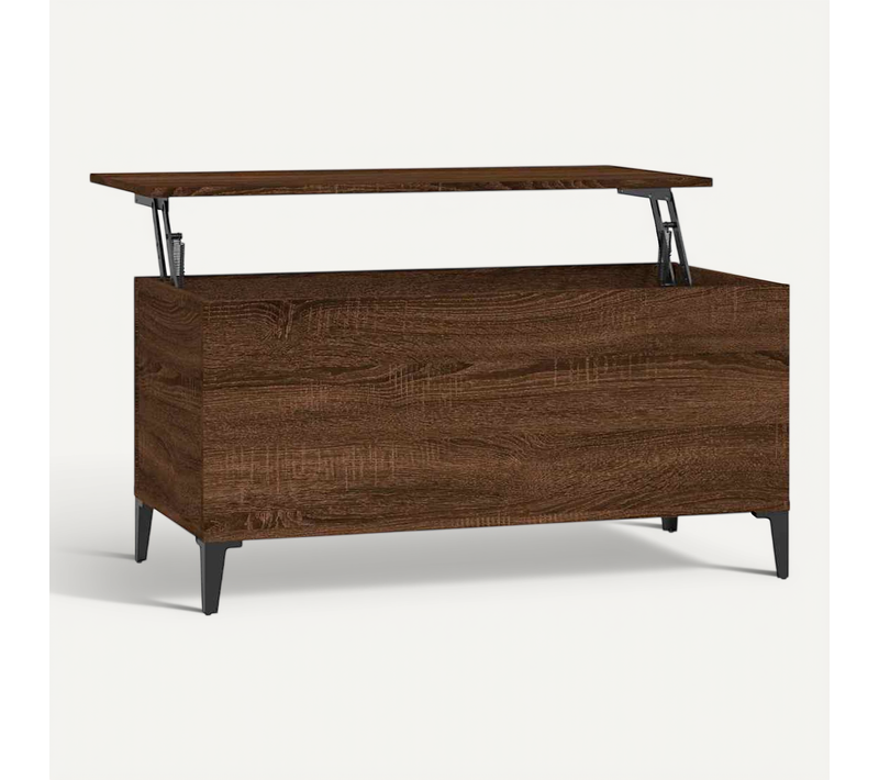 Table Basse Chêne Marron 90x44,5x45 Cm Bois Contreplaqué
