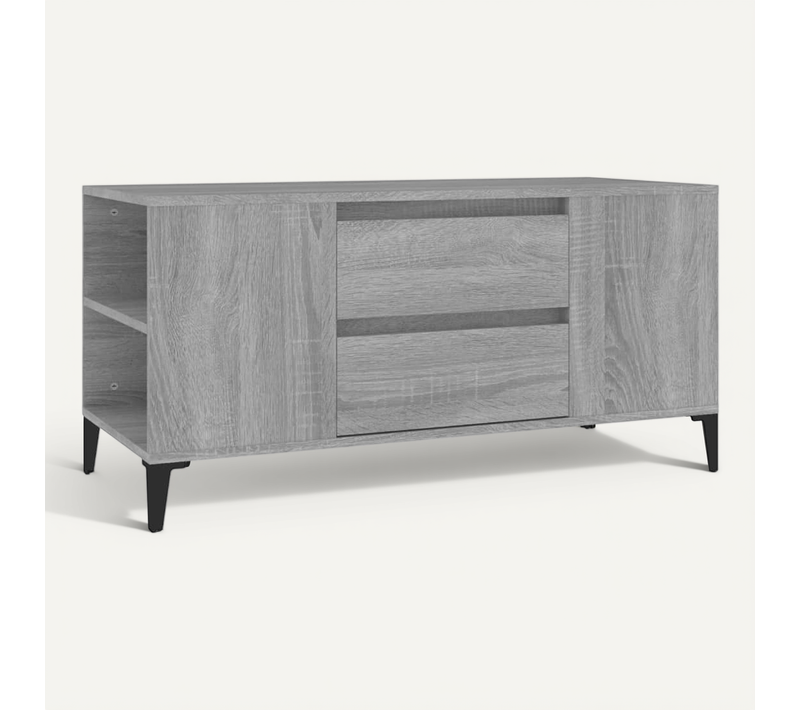 Meuble TV Sonoma Gris 102x44,5x50 Cm Bois Contreplaqué