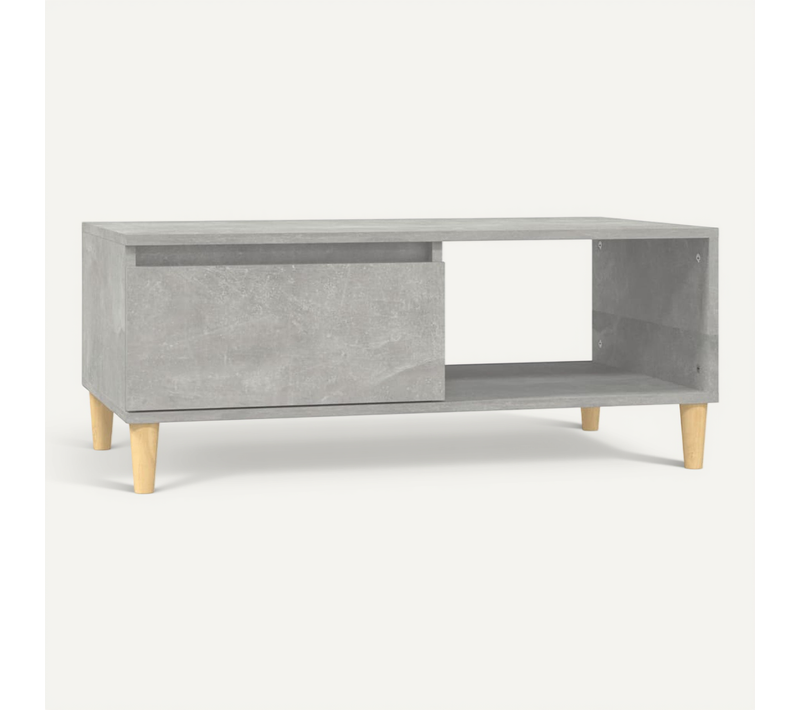 Table Basse Gris Béton 90x50x36,5 Cm Bois Contreplaqué