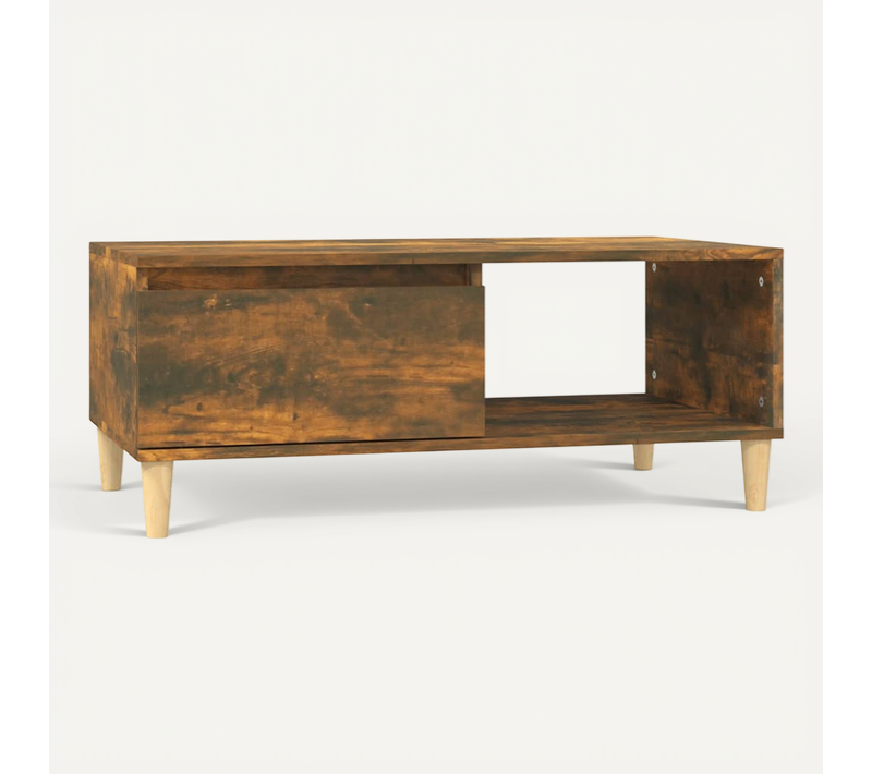 Table Basse Chêne Fumé 90x50x36,5 Cm Bois Contreplaqué