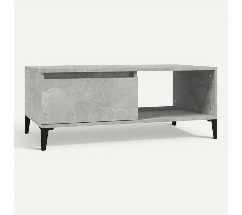 Table Basse Gris Béton 90x50x36,5 Cm Bois Contreplaqué