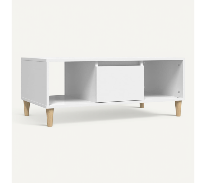 Table Basse Blanc 90x50x36,5 Cm Bois Contreplaqué