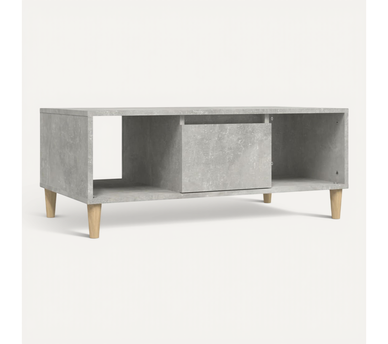 Table Basse Gris Béton 90x50x36,5 Cm Bois Contreplaqué