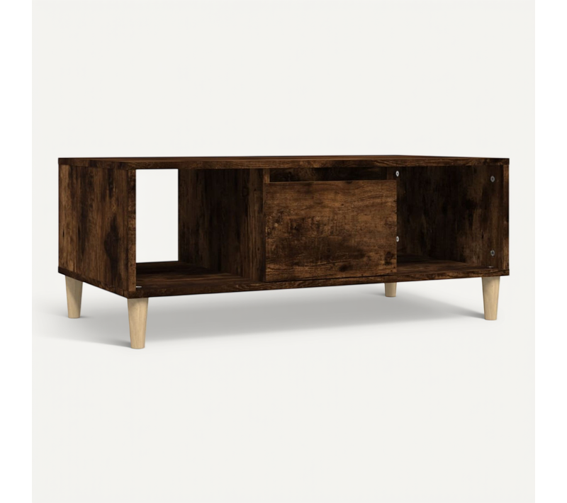 Table Basse Chêne Fumé 90x50x36,5 Cm Bois Contreplaqué